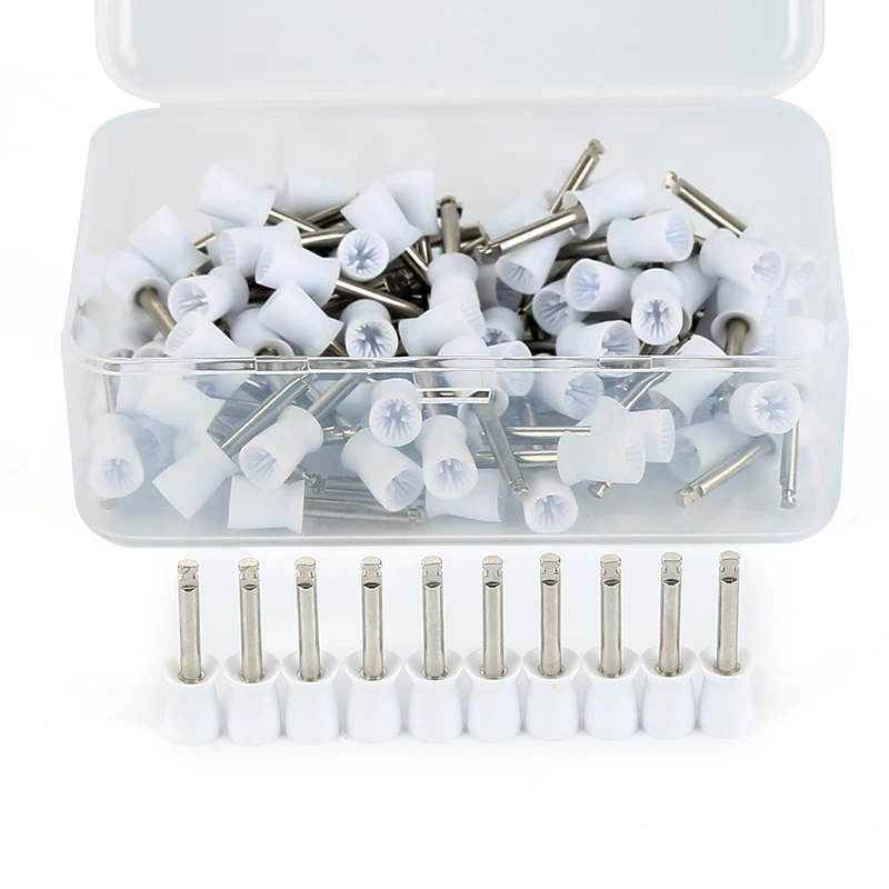 

Y&W&F 100Pcs/box Dental Polisher Cup Flat Polishing Polisher Prophylaxis Brushes Dentist Products 0.6cm Brush Head nickel plated