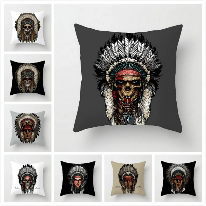 

Printed Indian Style Pillow Covers Square 45cm*45cm Polyester Pillowcase Home Decorative Pillow Cover
