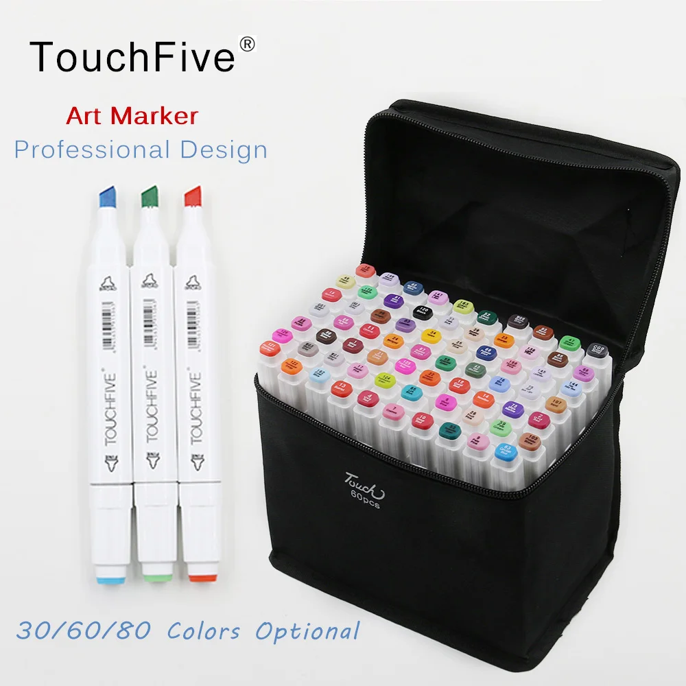 

TouchFIVE 80 Colors Art Marker Set Alcohol Based Brush Pen Liner Dual Handle Sketch Markers Twin Drawing Manga Art Supplies