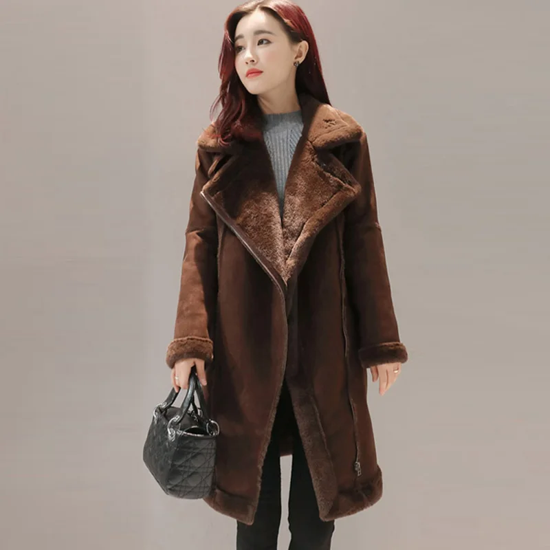 New Kaki coffee Chaud Parkas Femmes Épais Agneaux Veste Hiver 2017 Coton Suede Mode Yp0644 Color Laine Femme Mince Manteau De Manteaux 0wmNn8