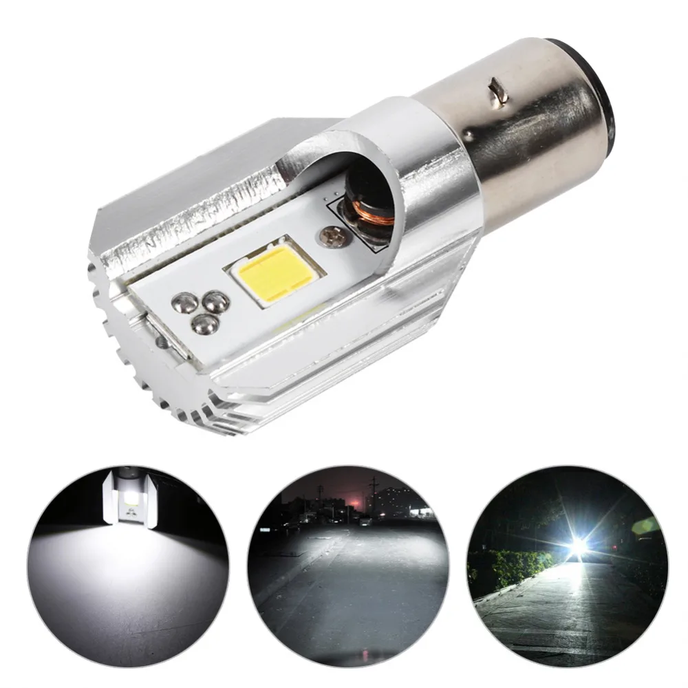 

BA20D Motorcycle LED Headlight Blub High/Low Beam Light COB Scooter Head Lamp