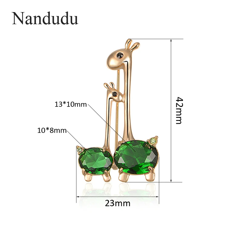 Nandudu зеленый кубический цирконий Брошь булавка животное жираф сладкий мать-ребенок австрийская брошь с кристаллами аксессуары подарок Горячая Распродажа X217