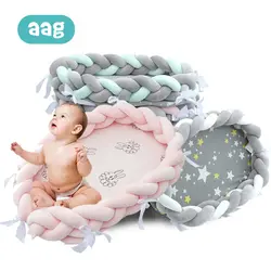 AAG хлопковое детское гнездо для новорожденных, хлопковая кроватка, Nodic, вязаные вручную, оплетка, детская кровать, бампер для новорожденных