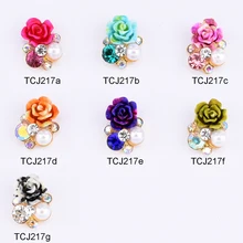 10 шт unas 3d украшения для ногтей, Новое поступление, Стразы для ногтей, цветок розы, жемчуг, украшения, золотые наклейки для ногтей, ювелирные изделия TCJ217
