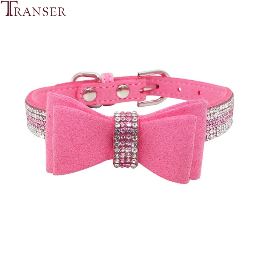 

Transer Pet Boutique Supply Bling Rhinestone Crytal Bowknot Pet Dog Collar Jewered Cat Collars with Pin Buckle 90109