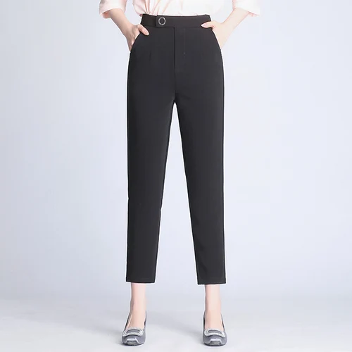 

Autumn Women Black Haren Pants 2019 New Style Winter High Waist Xxxl Designs Female Leisure Fashion Loose Nine-minutes Trousers