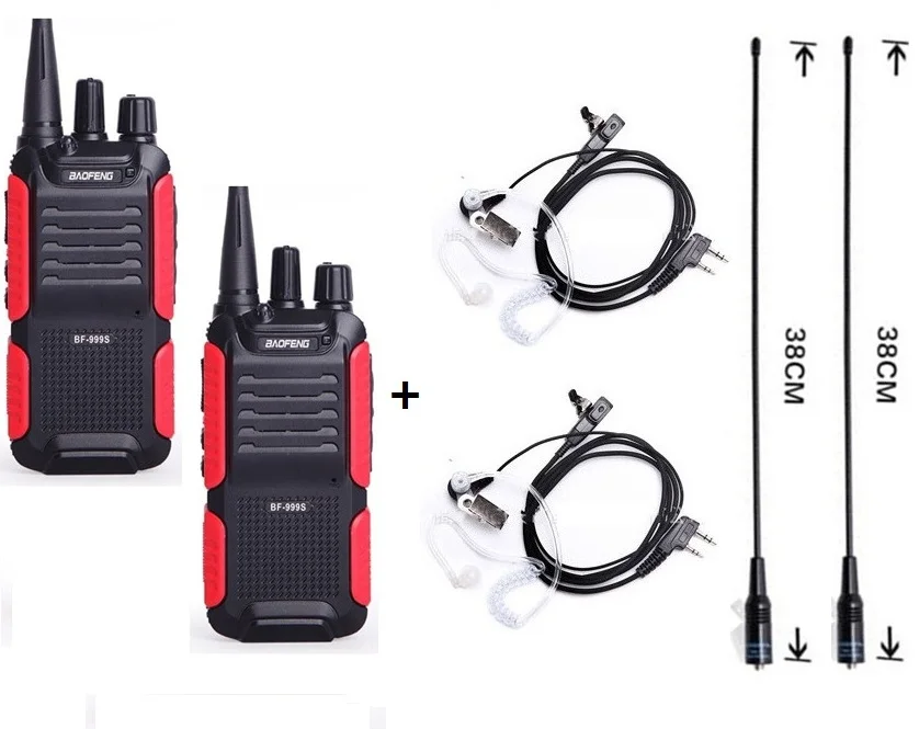 2 шт BAOFENG BF-999S PLUS портативная рация UHF 400-470MHz с длительным временем ожидания CB радиостанция PTT portofoon обновленная BF-888S - Цвет: add earpiece antenna