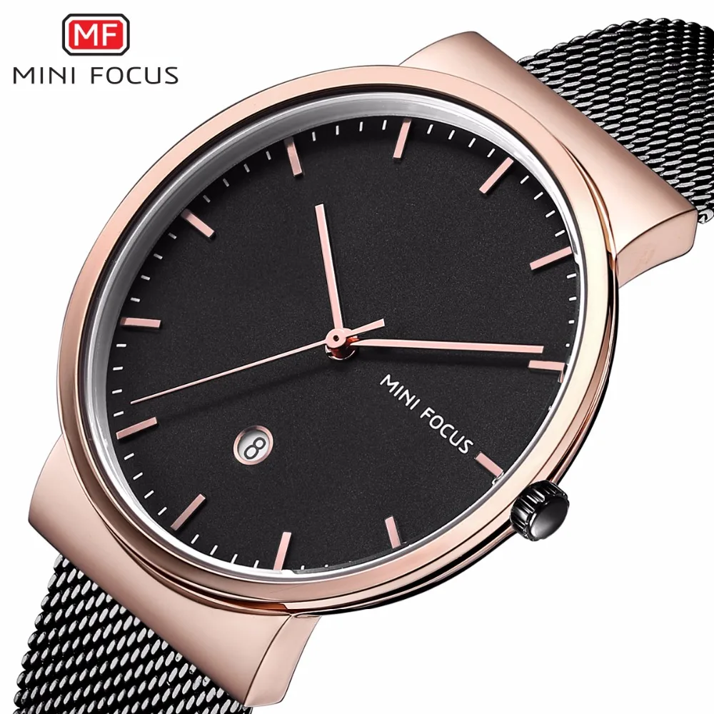 

MINIFOCUS Men's Business Simple Watch Fashion Casual Waterproof Male Quartz Clock Steel Analog Calendar Gents Dress Wristwatches
