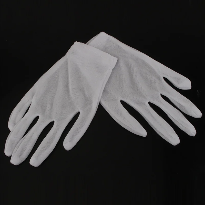 12 шт., белые хлопковые рабочие перчатки, промышленные перчатки для здоровья и работы, защитные перчатки для рук, перчатки для уборки