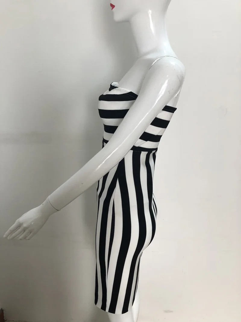 Летние Бандажное платье Для женщин элегантный полосатый Bodycon без бретелек Bodycon высокое качество искусственный шелк стрейч Повседневное Платья для вечеринок