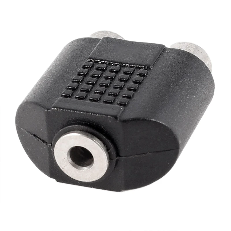 

3.5mm Female Socket to Dual Female RCA Jack AV Adapter Splitter Black