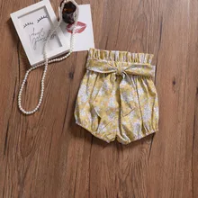 Повседневные клетчатые штаны с цветочным рисунком для новорожденных мальчиков и девочек, шорты, трусики-шаровары