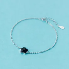 1 шт. стерлингового серебра 925 bLACK Star цепь браслет-цепочка Регулируемая LS211