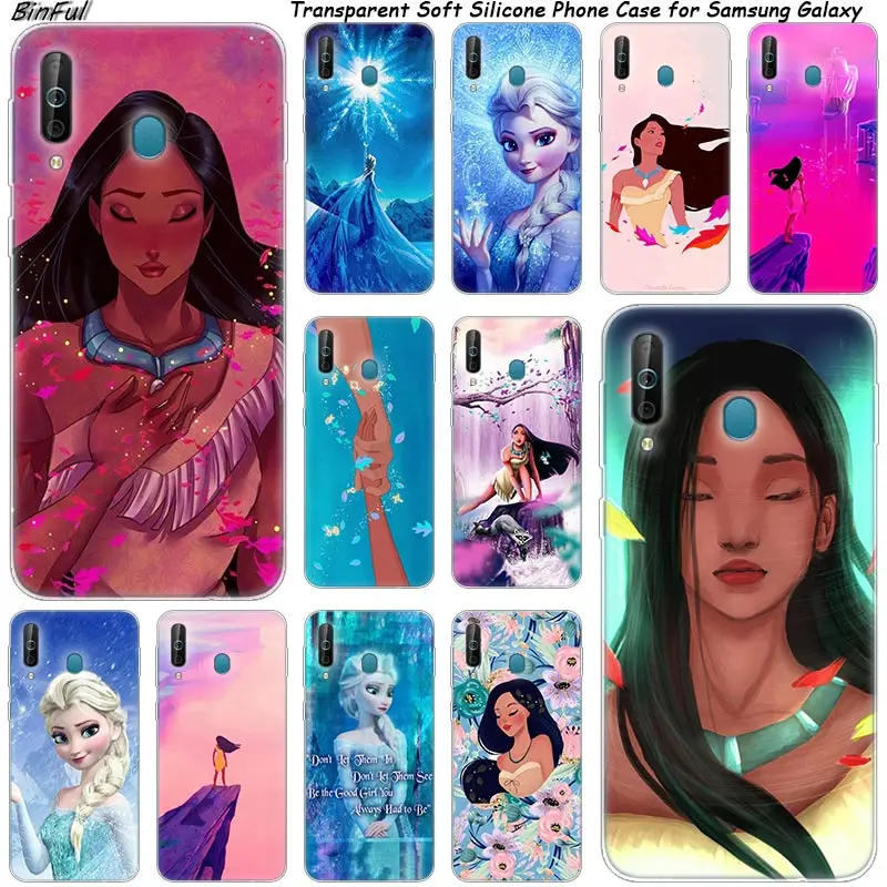 

Hot Pocahontas Frozen Elsa Silicone Phone Case For Samsung Galaxy A80 A70 A60 A50 A40 A40S A30 A20 A2CORE M40 Note 10 Plus 9 8 5