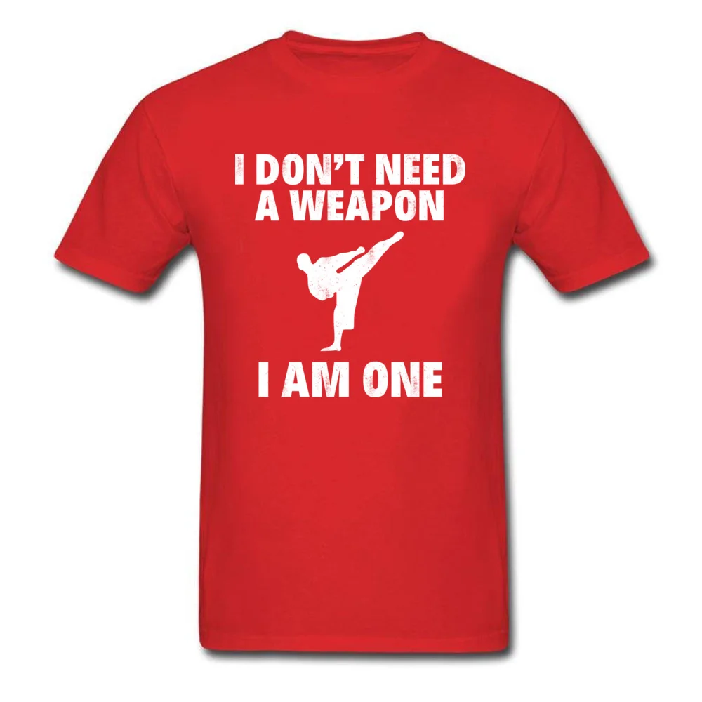 Printed Unique Men T Shirts Dominant Summer Short Sleeve Crew Neck Cotton T Shirt Europe Tops & Tees Wholesale I DONT NEED A WEAPON. I AM ONE red