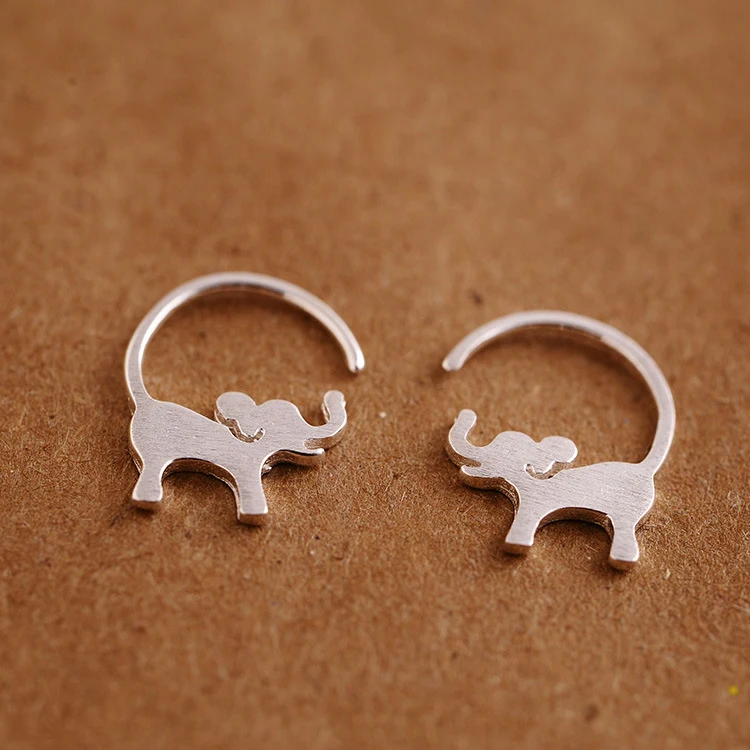 Серьги гвоздики Слоник женские из стерлингового серебра 925 пробы|earrings girl|elephant