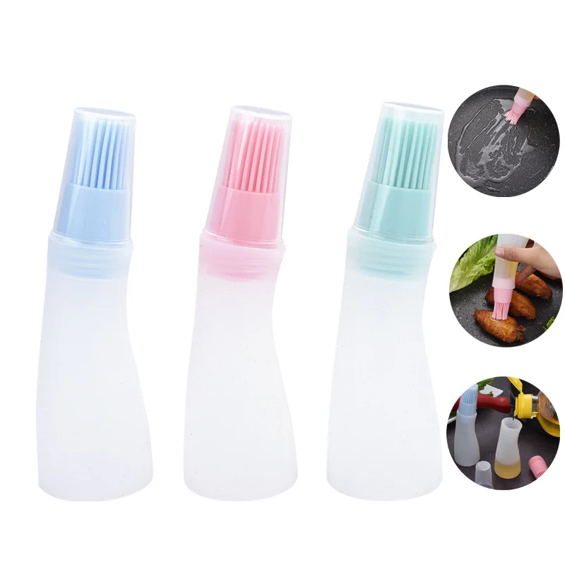 

Portable Silicone Oil Bottle With Brush Baking BBQ Basting Brush Pastry Oil Brush Kitchen Baking Honey Oil barbecue Tool Gadgets