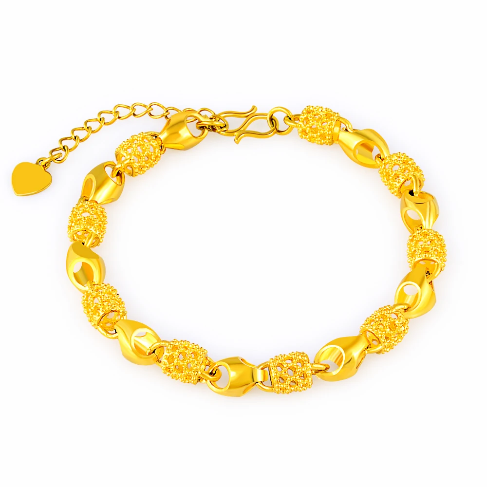 

Plated 24K Gold Womens Bracelets For Girl Friends Beautiful Decorate Hollow Bright Fine Bangle 2018 New Arrival Charm Jewelry