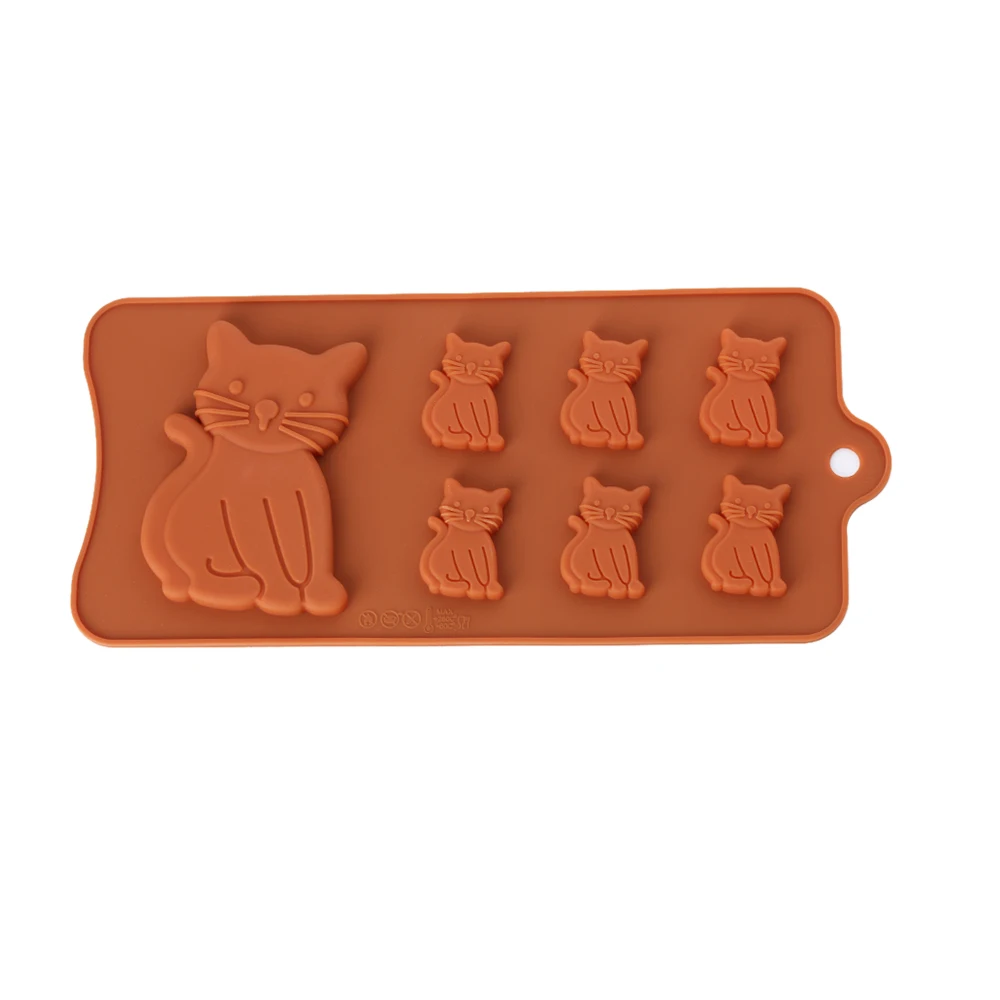 

3D New Cute Cat Kitten 7 Cavity Silicone Mold for Sugar Fondant Gum Paste Chocolate Crafts Kitchen Pastry Baking Accessories