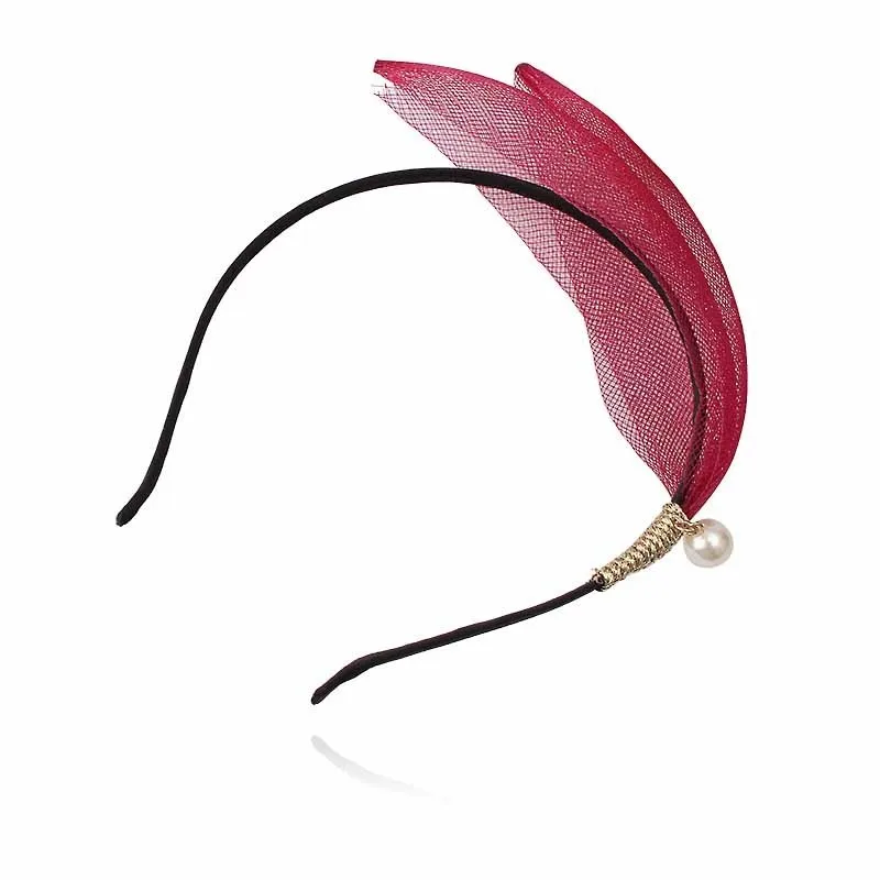 Новые винтажные женские модные сетчатые резинки для волос в стиле ретро элегантные жемчужные вечерние головные уборы черные кружевные перьевые повязки на голову