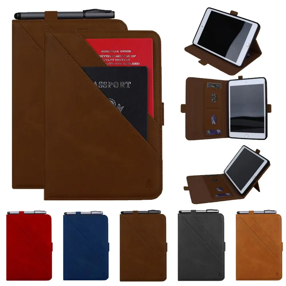 

For iPad Mini 5 Case Luxury Business Folio Leather Wallet Cover Pencil Holder Card Slots Tablet Case for iPad Mini 5 4 3 2 1