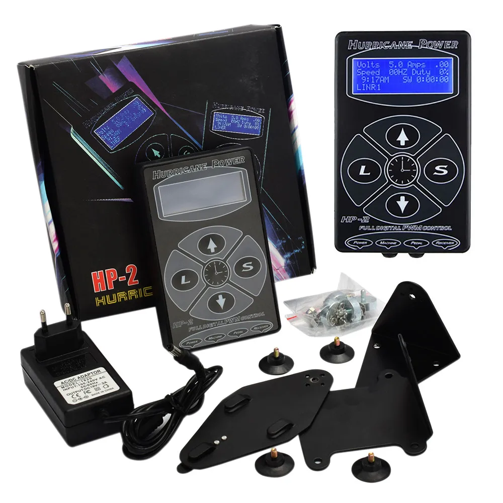 

Tattoo Power Hurricane HP2 Power Supply Digital Dual LCD Display for Tattoo Machines Kit with Power Plug