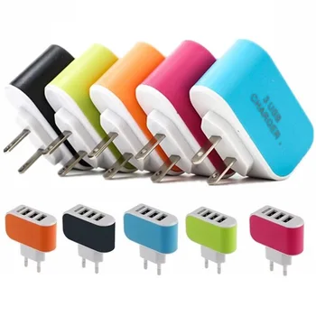 

redbearlin 200pcs/lot 3 usb ports 3A US wall charger adapter power plug for iphone 4 5 6 for samsung s3 s4 note 2 3 for htc