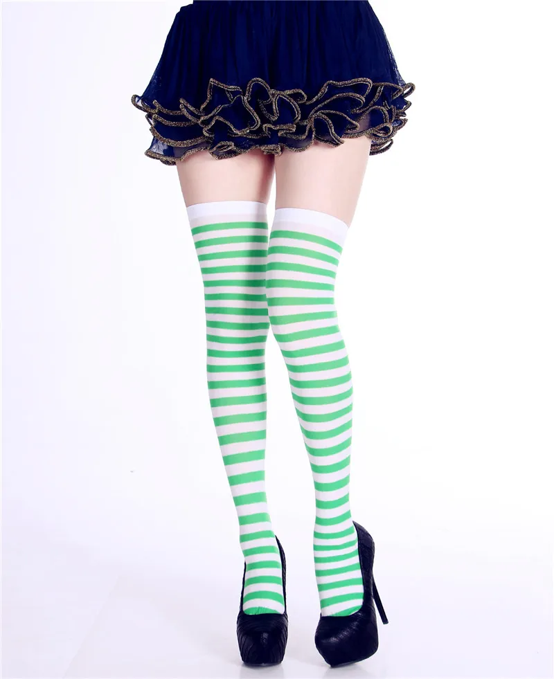 Женские длинные полосатые носки выше колена, высокие чулки, платье для девочек, косплей, гетры, носки 12 цветов