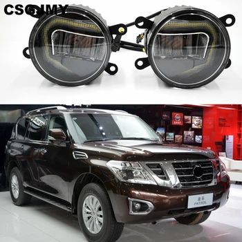 

3-IN-1 Functions Auto LED DRL Daytime Running Light Car Projector Fog Lamp with yellow signal For Nissan Patrol 2005 - 2018