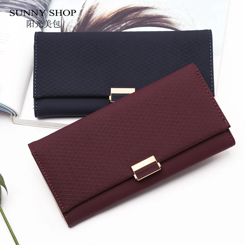 

Vintage Wallet Women Leather Purse Wallet Women Luxury Plaid Phone Purse Long Clutch Big Money Bag Card Coin Holder Dropshipping
