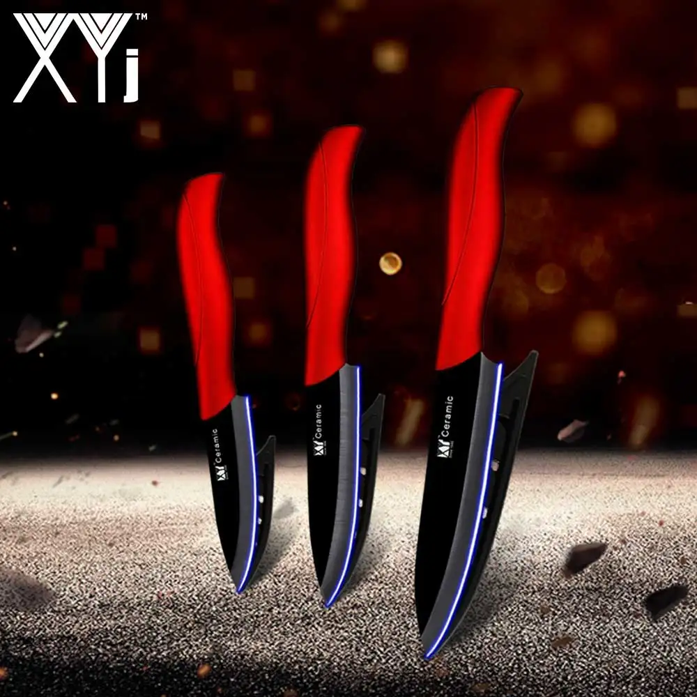

XYj Ceramic Kitchen Knives Zirconia Blade Comfortable Handle Meat Cleaver Set Zirconium Kitchen Tools Chef Knives 3 PCS Sets