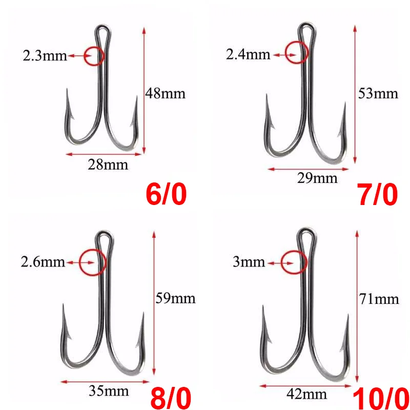 10 шт., 7982, двойные рыболовные крючки из нержавеющей стали, аксессуары для морской рыбалки, большие острые двойные рыболовные крючки, размер 6/0, 7/0, 8/0, 10/0