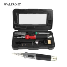 WALFRONT 10 в 1 портативный газовый паяльник, набор с автоматическим зажиганием, ударный фонарь, набор, Сварочная ручка, Электрический паяльник, инструменты для ремонта, железный пистолет