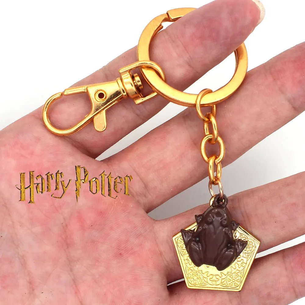 Harri Potter Chocolate Frog Gold Metal Handmade Pendant Keychain