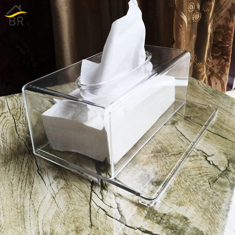 

BR Acrylic Tissue Box Removable Drawing Type Transparent Rectangular Tissue Storage Box Napkin Holder Box Tissue Dispenser