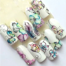 1 Лист Красочные фиолетовые фантастические цветы наклейки для ногтей переводные наклейки для маникюра наклейки для украшения ногтей TRSTZ509