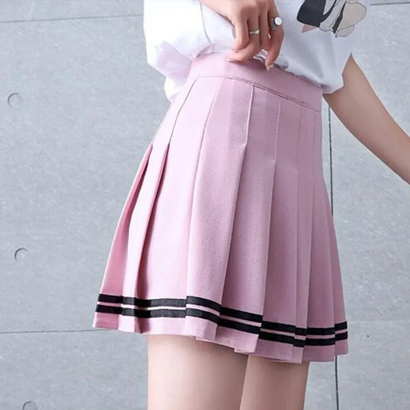 Japanese High Waist Pleated Skirts Kawaii Harajuku Patchwork Mini Skirt Women Girls Lolita Sailor Skirt Preppy School Uniform