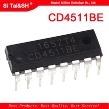 10 шт., кодировщик CD4511BE DIP16 CD4511, декодер, мультиплексер и мультиплексер BCD до 7 сегментов, новый оригинальный