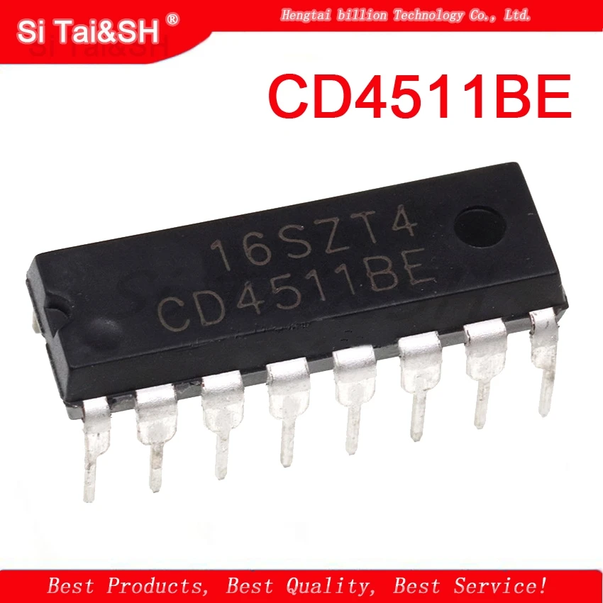 10Pcs CD4511 CD4511BE 4511 Cmos Bcd To 7 Segment Latch Decoder New Ic io