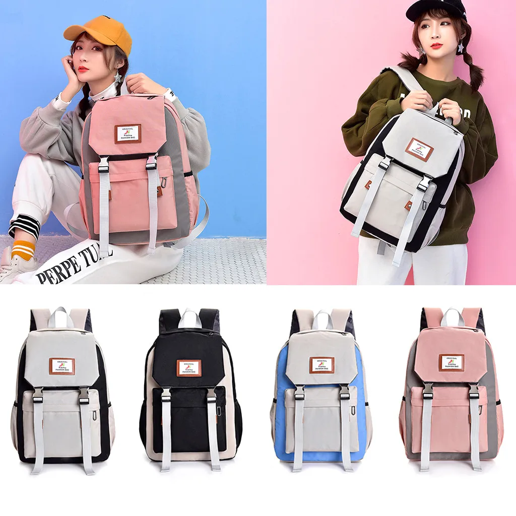 

2019 New Arrival Fashion Female students large capacity color matching computer bag travel climbing couple backpack C605