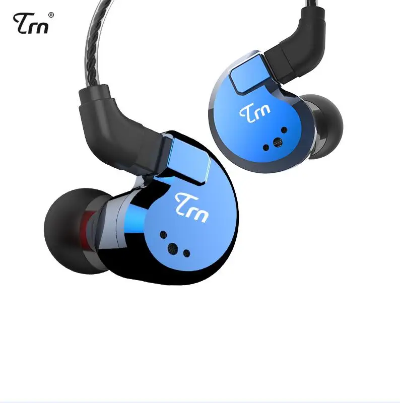 TRN V80 2BA с 2DD гибридные металлические наушники в ухо IEM HIFI DJ Monito спортивные наушники ушные наушники гарнитура 2Pin съемная - Цвет: Blue without mic