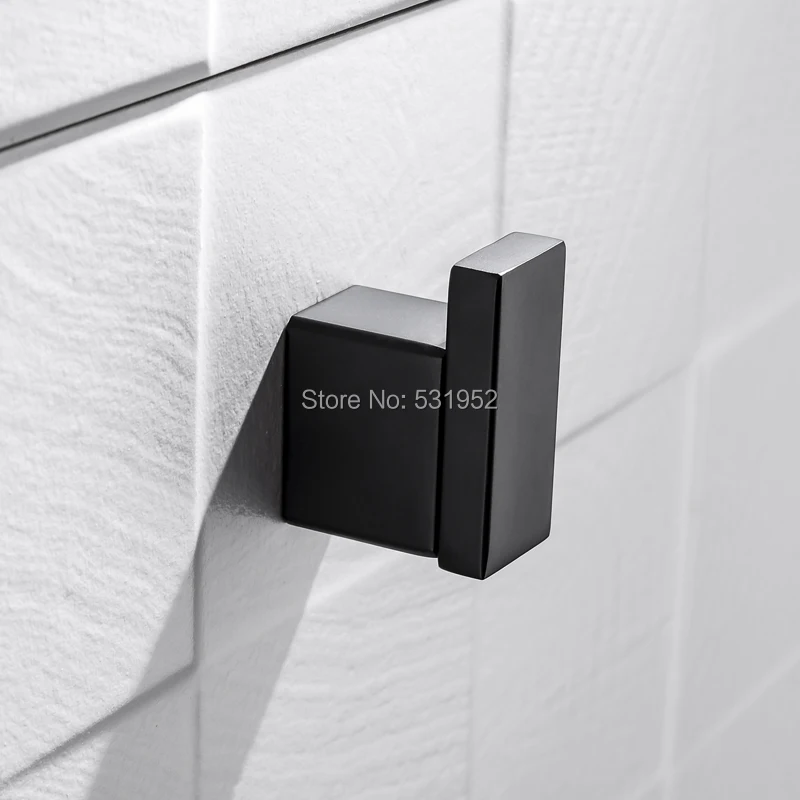 Buy High Quality Matt Black Square Robe Hook Towel