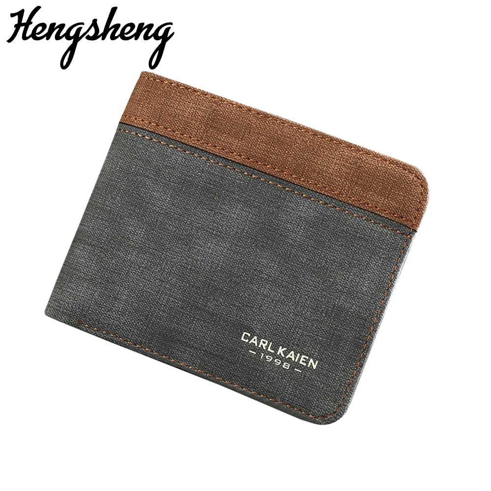 Black Wallet Men's Canvas Print Contrast Color Horizontal Leisure Silver Wallet with Multiple Cards and Thin Receipt Clips 006-1 contrast trim glitter wallet