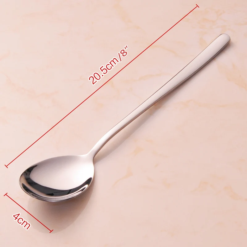 5pcs 8"304 Korean Coffee Teaspoon Long Handle Dinner Spoons Stainless