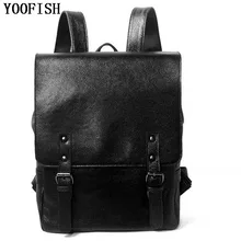 YOOFISH Fashion Genuine Leather Cowhide Backpack Girls School Bags Zipper Leather Backpack for Laptop Women Men Bags Backpack brand padieoe genuine leather school bags for teenagers backpack new men travel casual cowhide laptop backpack free shipping