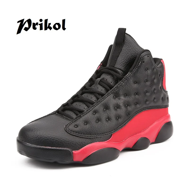 

Prikol 2019 Spring Men's Basketball Leather Shoes High Top Sneaker Zapatillas Hombre Leather Height Increasing Sport