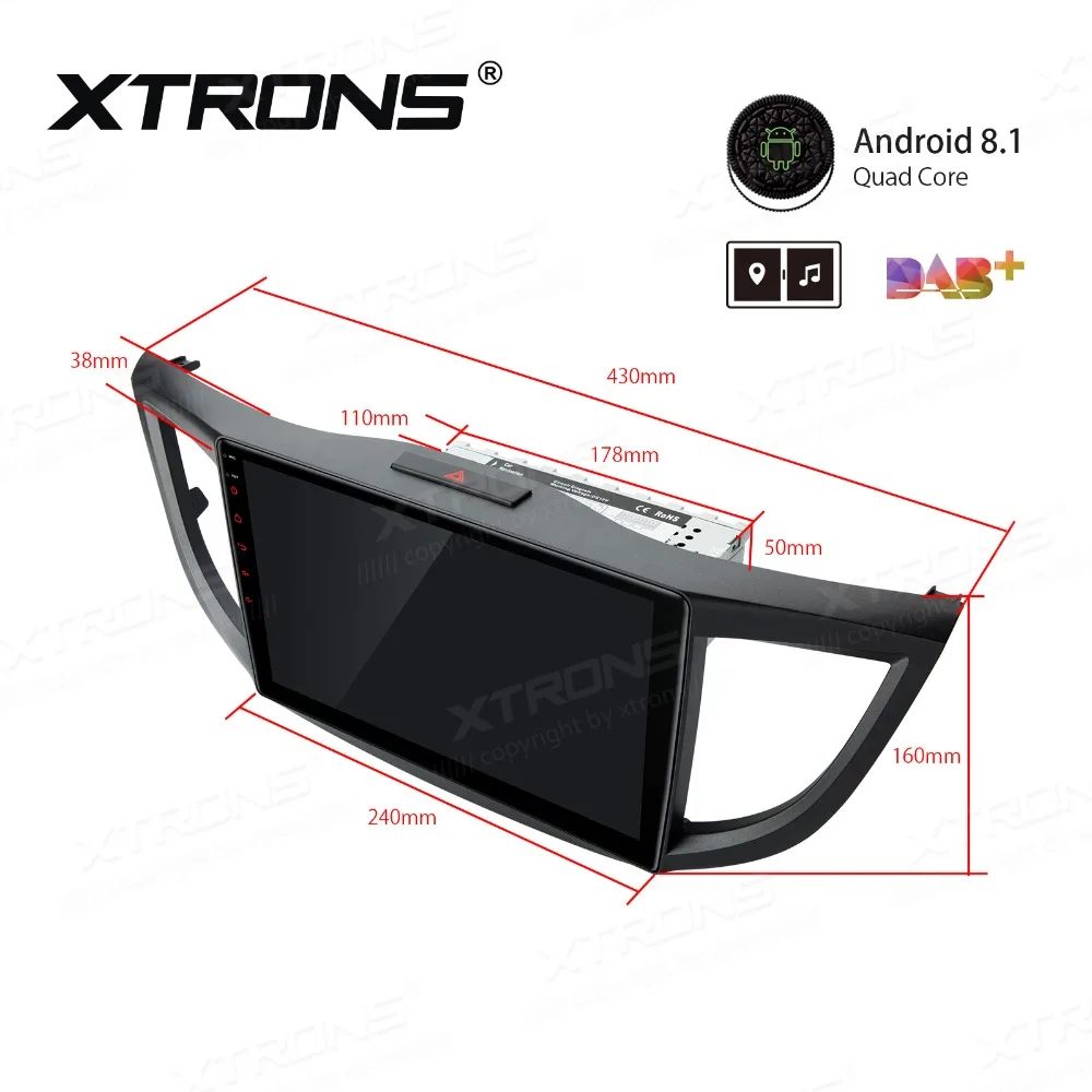 Clearance XTRONS 10.1" Android 8.1 Car Multimedia System Player for Honda CRV 2012-2016 GPS Navigation Full RCA Output NO DVD 3