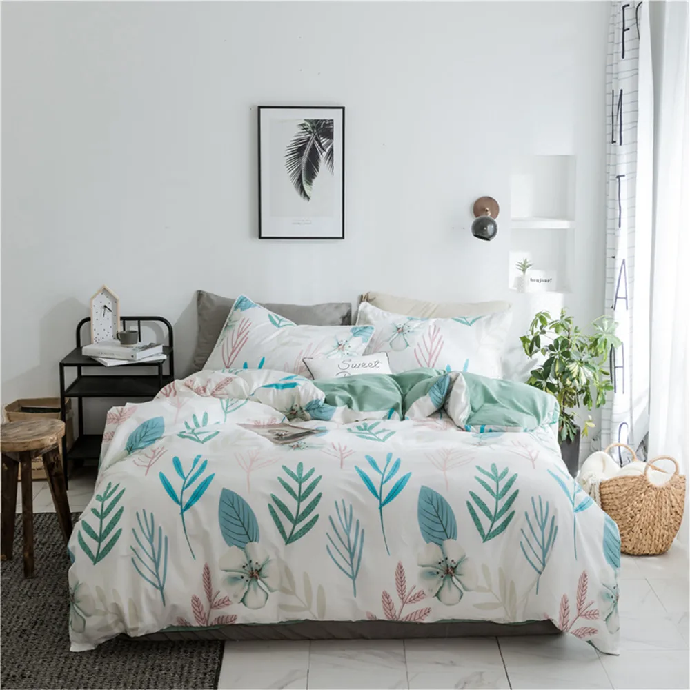 Tropical green plants Duvet Cover Twin Neo Boho Style Bedding King