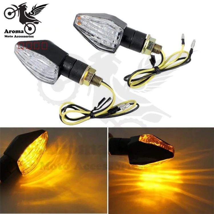 

double lens yellow clear lamp amber motorbike LED scooter indicator pit bikeblinker moto flashers motorcycle turn signal light
