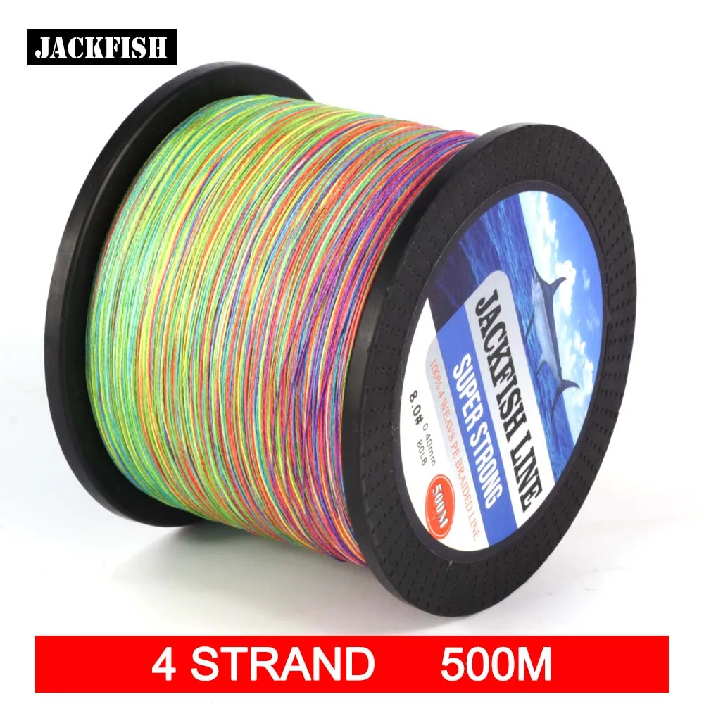 JACKFISH 4 strand 500M Mix Color PE Braided Fishing Line 10 80LB 10M